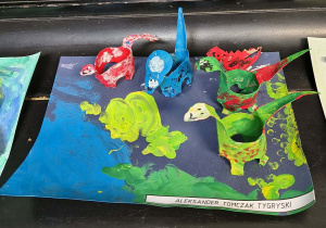 Praca plastyczna wykonana na konkurs "Mój ulubiony dinozaur"