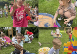 Dzieci podczas zabawy w ogrodzie z okazji Dnia Dziecka.