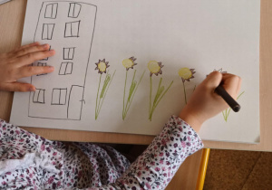 Obrazek dziecka przedstawiający wyobrażenie świata głoski i litery wokół dźwięku "o" - Och! Co zaskoczyło "o"?