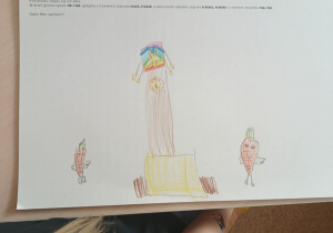 Obrazek dziecka przedstawiający wyobrażenie świata głoski i litery wokół dźwięku "t" - Tik i tak