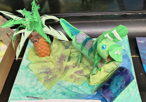 Praca plastyczna wykonana na konkurs "Mój ulubiony dinozaur"