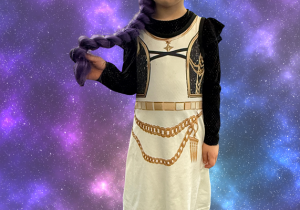 dziecko w stroju karnawałowym na sztucznie generowanym tle