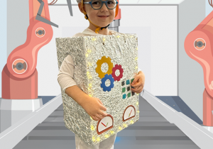 dziecko w stroju karnawałowym na sztucznie generowanym tle