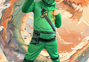 dziecko w stroju karnawałowym na sztucznie generowanym tle