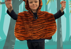 dziecko w stroju karnawałowym na sztucznie generowanym tle