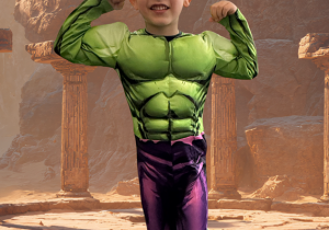 dziecko w stroju karnawałowym na sztucznie generowanym tle