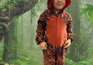 dziecko w stroju karnawałowym na sztucznie generowanym tle