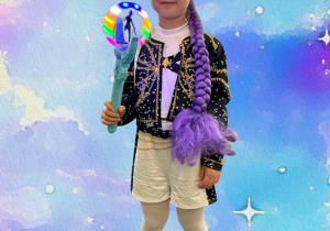 dziecko w stroju karnawałowym na sztucznie generowanym tle