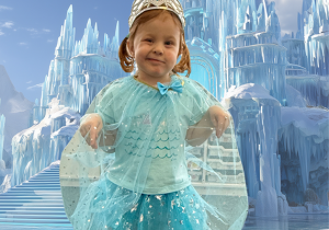 dziecko w stroju karnawałowym na sztucznie generowanym tle