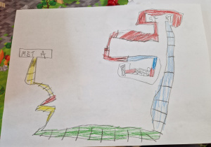 narysowana kredkami gra planszowa