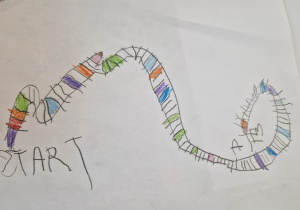 narysowana kredkami gra planszowa