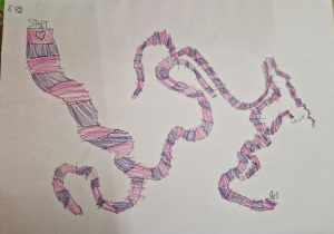 narysowana kredkami gra planszowa