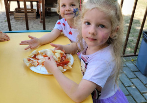 Dziewczynki jedzą pizzę